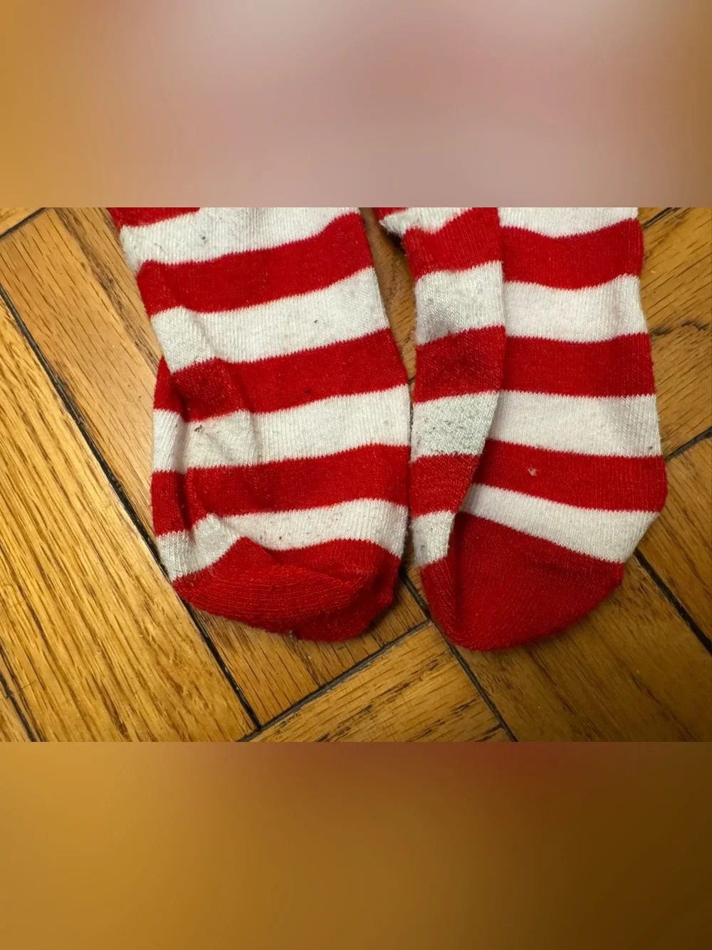 Disney’s Red & White Striped Holiday Socks with Olaf Motif